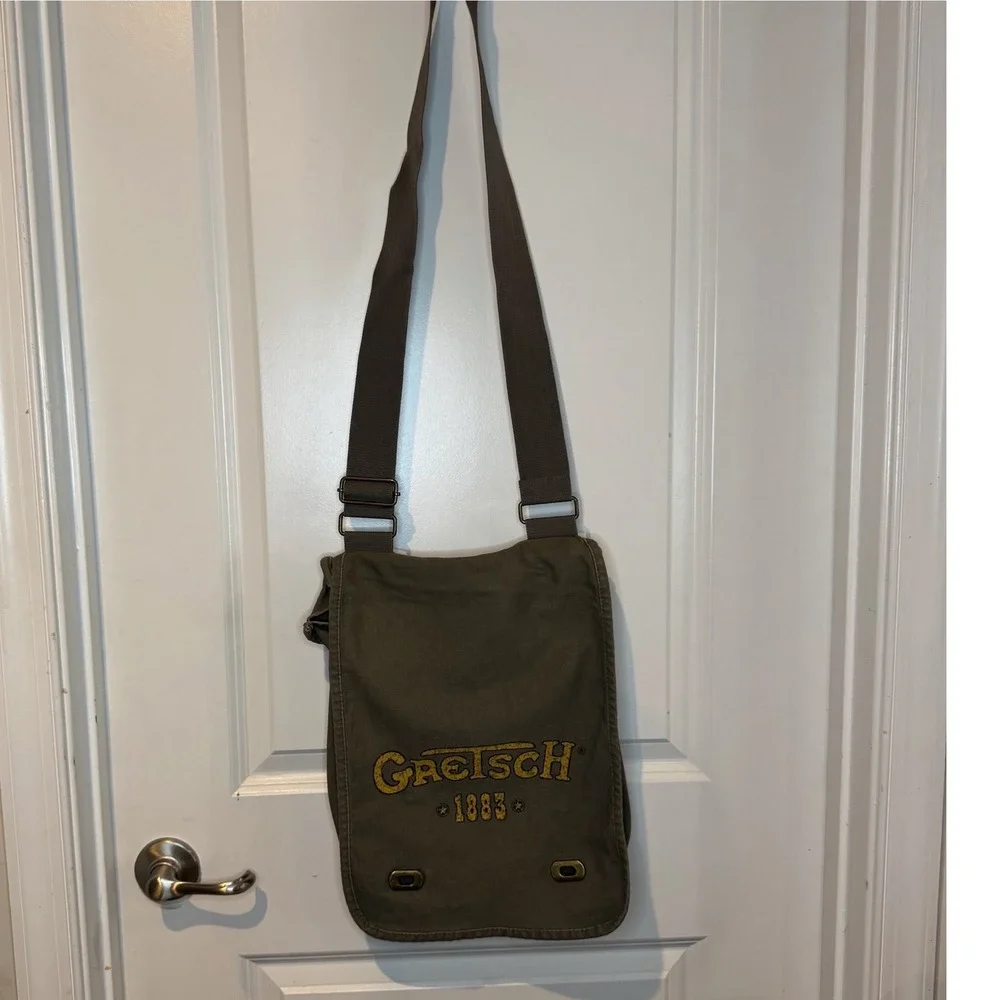 Vintage Gretsch 1883 Canvas Messenger Bag Army Green Crossbody Utility Satchel